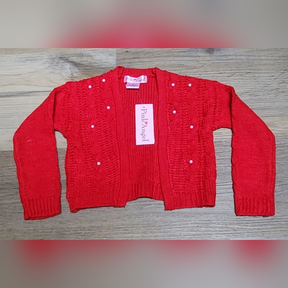 NWT Pink Angel Red Knit Cardigan sz 2T